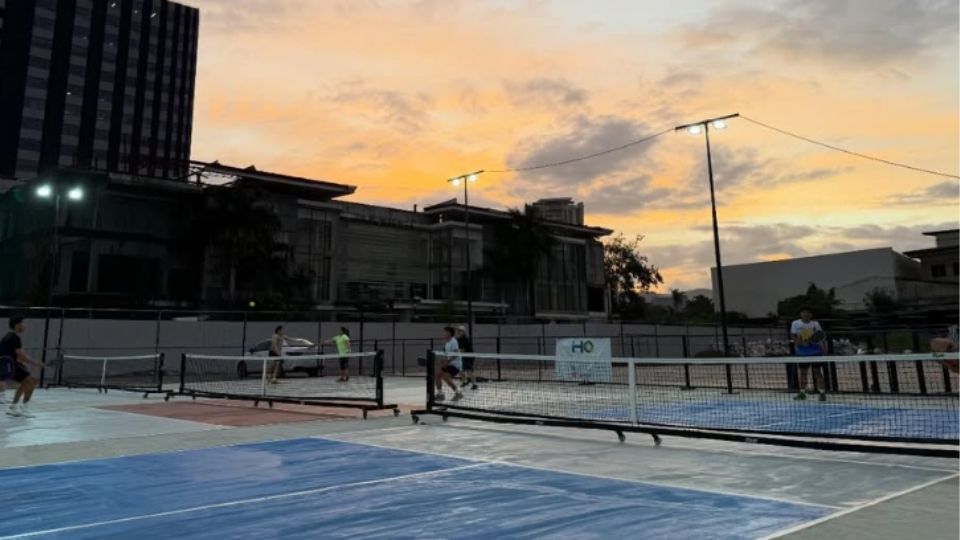 HQ Pickleball Courts at late afternoon