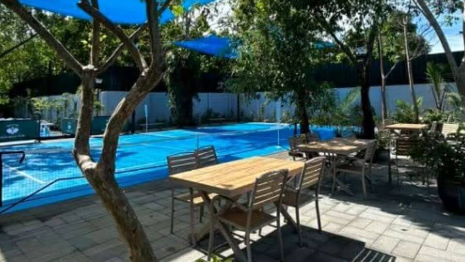 Mactan Pickleball Club - tables at the foreground of the court