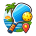 Cebu Pickleball Courts Favicon - paddle, ball, and location with star in island setting representing Cebu
